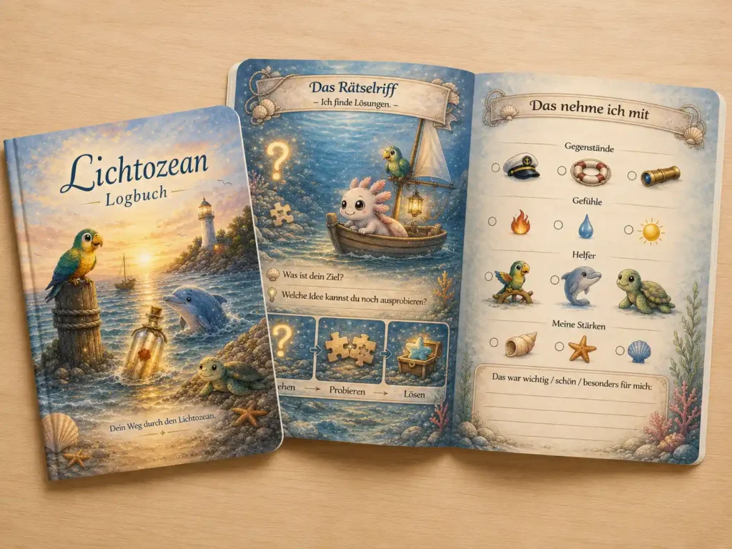 Beispielseiten aus dem Logbuch des Lichtozeans.